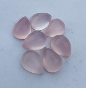 100% Natural blanco rosa cuarzo lágrima forma de pera cabujón 3A + CALIDAD parte posterior plana calibrado Rosa piedras preciosas sueltas para joyería - Product Image 5