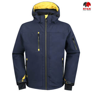 Veste Softshell sur mesure pour homme, fermeture éclair, tissu respirant, col à capuche avec logo personnalisé - Product Image 6