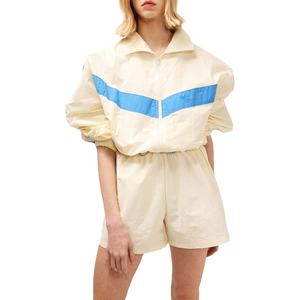 Conjunto de chaqueta y pantalones cortos cortavientos para mujer, ropa de calle ligera de dos piezas, traje deportivo impermeable con logotipo personalizado 2026 - Product Image 1