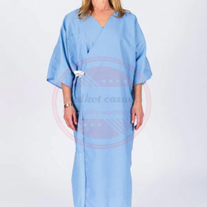 Bata de seguridad para pacientes de Hospital, de alta calidad, no tejida, holgada, de manga corta, Unisex, personalizada - Product Image 3