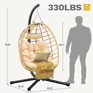 Fauteuil suspendu en forme d'œuf <span class=keywords><strong>pour</strong></span> patio avec support, fauteuil suspendu en forme de panier d'œuf, fauteuil suspendu en forme d'œuf <span class=keywords><strong>pour</strong></span> chambre à coucher, jardin et <span class=keywords><strong>balcon</strong></span> - Product Image 5