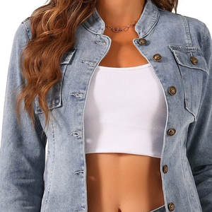 2025 Wholesale Custom Made Ladies <b>Stretch</b> Denim <b>Jean</b> Jacket Cotton Winter Plain Denim Jacket <b>Women</b> - Product Image 5