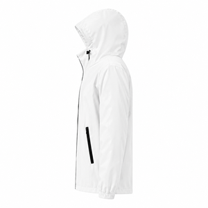 <b>Men's</b> <b>White</b> Hooded Canvas Puffer Jacket Breathable Windproof Zipper Closure Casual Spring <b>Coat</b> Polyester Filling OEM Service - Product Image 3