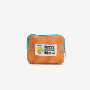 Durable Light Weight <b>Foldable</b> Portable Vintage Fashion Trend Corduroy Pouch Zipper Closure <b>Small</b> Capacity Makeup Storage Bag - Product Image 1