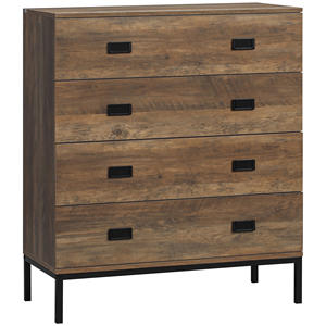 HOMCOM 4 <b>Drawer</b> <b>Chest</b> <b>of</b> <b>Drawers</b> in Chipboard and Metal for Living Room and Bedroom, 80x39x95 cm, Brown - Product Image 1