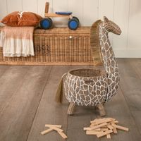 Panier de rangement en rotin naturel fait à la main en forme de girafe pour la chambre d'enfant, la décoration de la crèche et l'organisation de la maison