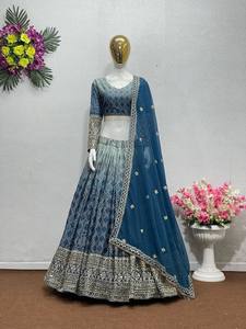 Lehenga choli สองสีที่สวยงามพร้อมกับ dupatta สำหรับผู้หญิงอินเดียในงานแต่งงานและงานปาร์ตี้ - Product Image 5