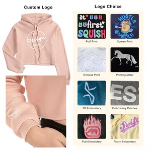 Sweat à capuche court grande taille pour femmes haut ample et uni avec matériau en coton polyester de style sport pour l'hiver - Product Image 2