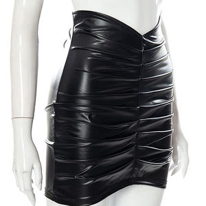 À la mode femmes Sexy en cuir Pu fermeture éclair Mini jupes nouvelle mode Crop Club Wear avec ceinture décoration dernier Style filles vêtements - Product Image 4