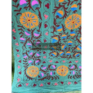 Algodón indio cosido a mano Uzbek Suzani edredones decoración del hogar colcha bordada a mano Decoración Para sala de estar sostenible para todas las estaciones - Product Image 2