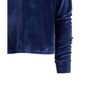 Felpa Invernale Ideology per Ragazze, Blu Scuro in Velluto con Lacci e Cappuccio, Taglia Media, Motivo Tinta Unita e Logo in Tessuto - Product Image 3