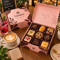 Boîte cadeau chocolat AT PACK personnalisée à 9 compartiments, boîte d'emballage pour desserts en carton alimentaire avec insert pour boulangerie, café