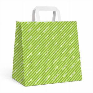 Sac de courses en papier kraft à fond plat Mod. EASY 32+20x37h Cm - Personnalisé, 2 côtés avec soufflets - Product Image 1