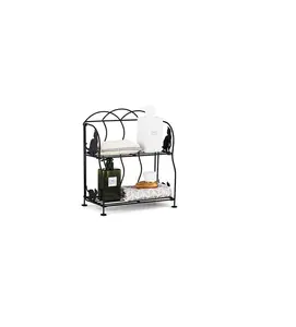 Factory Selling Latest Design Metal Iron Wire <b>Basket</b> <b>Storage</b> Container Countertop Shelf Two Tier Bathroom Countertop Organizer - Product Image 1