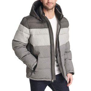 Veste coupe-vent d'hiver pour hommes personnalisable de haute qualité en toile légère col montant bouffant de haute qualité personnalisable fermeture éclair - Product Image 4
