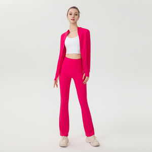 Yoga Nylon Activewear Modest Loungewear Dos piezas Tallas grandes XXXL Chaqueta Yoga Mujeres Flared Gym Legging Pantalones Set ODM - Product Image 2