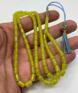 Tasbih en pierre arabe fait à la main, 33 perles de prière islamiques, misbaha musulman, sibha avec pompon décoratif - Product Image 6