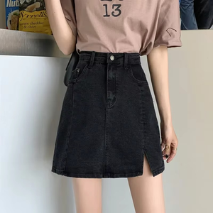 ชุดกระโปรงสีดำมีกระดุมผ่าข้างสำหรับผู้หญิงแฟชั่นสตรีทแวร์แนวสตรีทเท่สไตล์เกาหลีใส่ได้ทุกวัน - Product Image 5