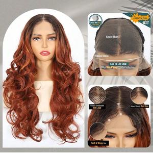 Pelucas de encaje <span class=keywords><strong>frontal</strong></span> transparente de 24 pulgadas / 61 cm, <span class=keywords><strong>peluca</strong></span> larga ondulada 13x6 <span class=keywords><strong>con</strong></span> cabello de bebé, adecuada para uso diario, resistente al calor - Product Image 3