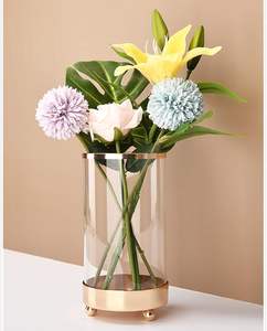 Vase moderne en métal de table de mariage argenté de qualité supérieure, excellent plateau miroir design avec acier inoxydable et verre - Product Image 2