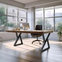 Ensemble de 2 pieds de table en métal de style industriel personnalisables, simples, en forme de X, pour meubles en kit