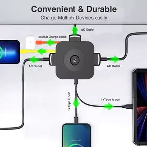 原始设备制造商欧盟去电源板桌面插座保护接线板立方体延伸引线，带<span class=keywords><strong>2</strong></span>个USB和1个C型<span class=keywords><strong>3</strong></span>个插座开关插座 - Product Image 3