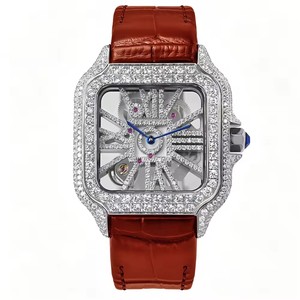 Montre pour homme en cristal de saphir, sertie de moissanite VVS effet glace, mouvement quartz suisse Ronda 1042, carrée, de luxe, style Hip Hop - Product Image 4
