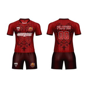 Tenues de rugby Maori rouge et noir respirantes en gros, ensembles 100% polyester, prix d'usine, design bicolore pour hommes, pas cher - Product Image 3