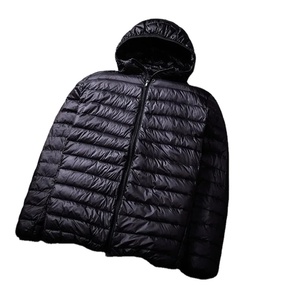 Veste en duvet mince et légère pour hommes de grande taille Manteau matelassé à capuche et à col montant Veste d'hiver en toile de grande taille - Product Image 3