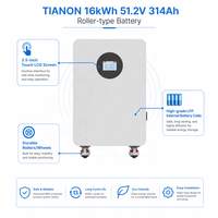 Batterie LiFePO4 intelligente à écran tactile 16 kWh 314 Ah 51,2 V ESS pour stockage solaire domestique, batterie de secours hors réseau pour maison