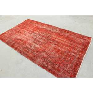 พรมวินเทจตุรกีขนาด 4.7x7.9 ฟุต, พรมปูพื้น, พรมสีแดงไล่เฉด - Product Image 4