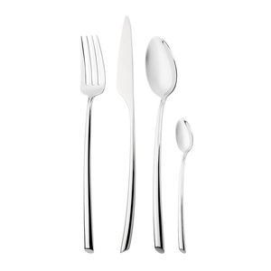 Textured Modern Design Stainless Steel Cutlery Set with Knife <b>Fork</b> and Vertical Groove Handles - Product Image 6