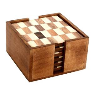 Handcrafted Eco Friendly Natural Pine <b>Bamboo</b> Walnut Acacia Round square Wooden Wood coaster Set for Drinks with Holder - Product Image 2