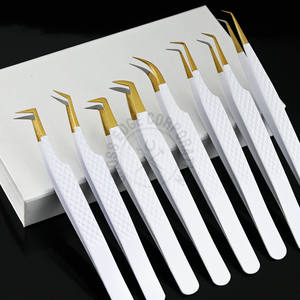 Bulk Stainless Steel 90 Boot Volume Eyelash Extension Tweezers Fine X Boot Curved Classic Isolation Diamond Grip - Product Image 1