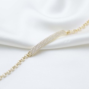 Elegant Rectangle Geometric Design Fine Jewellery White Zircon Stone <b>Charm</b> Bracelet 925 Sterling Silver Jewelry - Product Image 2