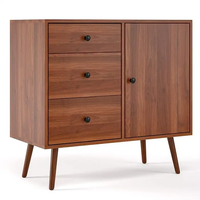 Preiswerter hochwertiger Kommode 3 Schubladen und 1 Tür Küchenschrank moderner Sideboard für Wohnzimmer