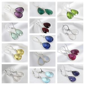 Pendientes de piedra natal granate facetados con gota de pera, conjunto de pendientes con bisel chapado en oro para mujer, pendientes hechos a mano, joyería personalizada para mujer - Product Image 3