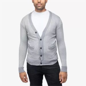 Men's High Quality Cotton Blend Knitted <b>Cardigan</b> Custom Casual Winter School <b>Sweater</b> with Front Logo Embroidery and Button - Product Image 1