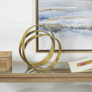 Decoración interior moderna para el hogar, decoración de escritorio para oficina, escultura artesanal dorada abstracta, escultura de Metal China - Product Image 1