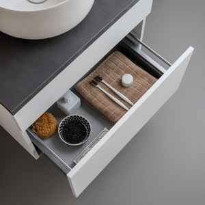 Mueble de Baño Suspendido en Pared de 60cm, Color Blanco con Cajón y Encimera Antracita, Conjunto de Baño Elegante - Product Image 5