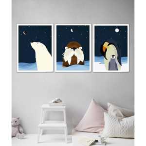 Moderno Juego de 3 Pósters de Pared con Diseño Polar para Habitación Infantil - Product Image 4