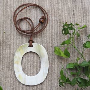 Collar con colgante de cuerno de búfalo natural, colgante de cuerno pulido de forma ovalada natural para fabricación de joyas hechas a mano, accesorios DIY - Product Image 3