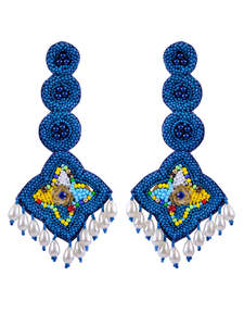 Pendientes colgantes hechos a mano con cuentas de semillas para mujer, Pendientes colgantes con cuentas llamativas bohemias a la moda, coloridos y elegantes - Product Image 5
