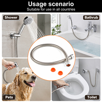 Tuyau de Douche pour Animaux de Compagnie Direct Usine 0,6 m en Acier Inoxydable 201 avec Insert en Laiton, Flexible et Anti-Torsion pour le Bain des Chiens et des Chats