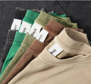 Personalizado al por mayor de gran tamaño lavado ácido pesado 100% algodón hombres camisetas Vintage piedra lavado ácido camiseta - Product Image 5