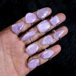 แหวน kunzite สีชมพูสำหรับสาวอัญมณีธรรมชาติ cabochons ทำสำหรับเครื่องประดับเงินจัดหาแหวนเครื่องประดับ - Product Image 3