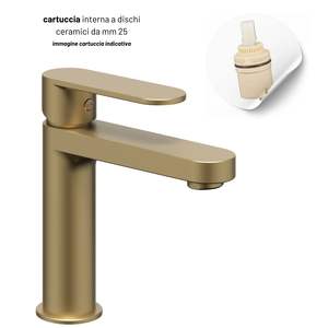 Rubinetto lavabo a leva singola in ottone con cartuccia da 25 mm e 1.1/4 Pop-Up Color oro opaco serie *** - Product Image 3