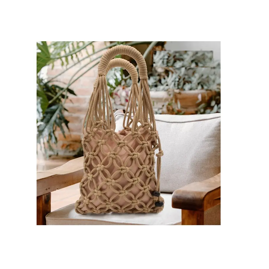 Look Extra ordinario borse a mano in macramè Design favoloso per le donne borsa a mano di Design con ciondolo da donna prezzo basso all'ingrosso