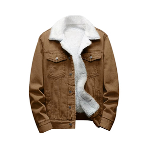 Custom Logo Mens <b>Sherpa</b> <b>Denim</b> <b>Jacket</b> Winter Warm Fleece <b>Lined</b> Jean <b>Jacket</b> Casual Streetwear OEM Manufacturer with custom - Product Image 1