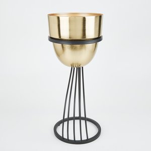 Ambiance Lifestyle High-End <b>Flower</b> <b>Pots</b> Planters Premium Quality Metal Gardenia Stand Golden Black Powder Coated for Premium - Product Image 4